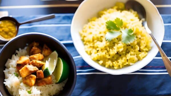 Healthy cauliflower rice in a bowl