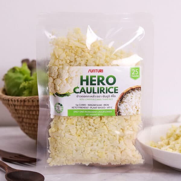 Cauliflower rice ready for cooking