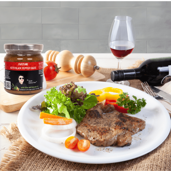 Keto black pepper sauce steak