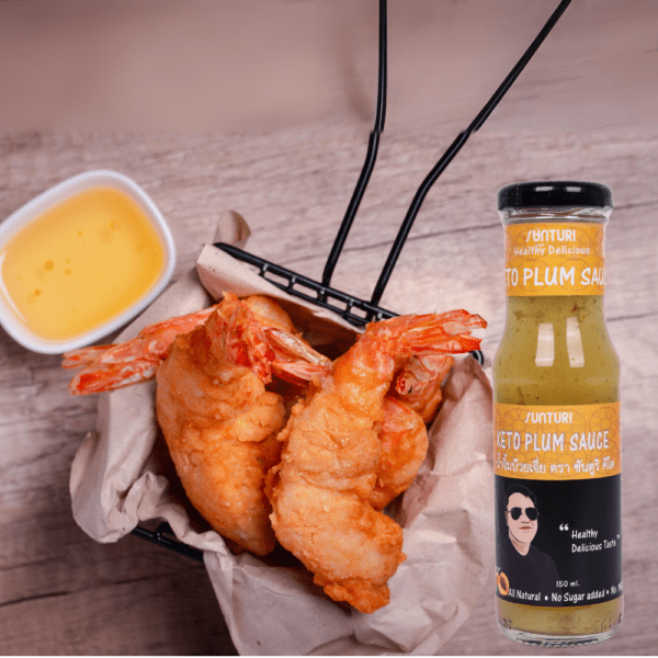 Keto plum sauce with shrimp fried